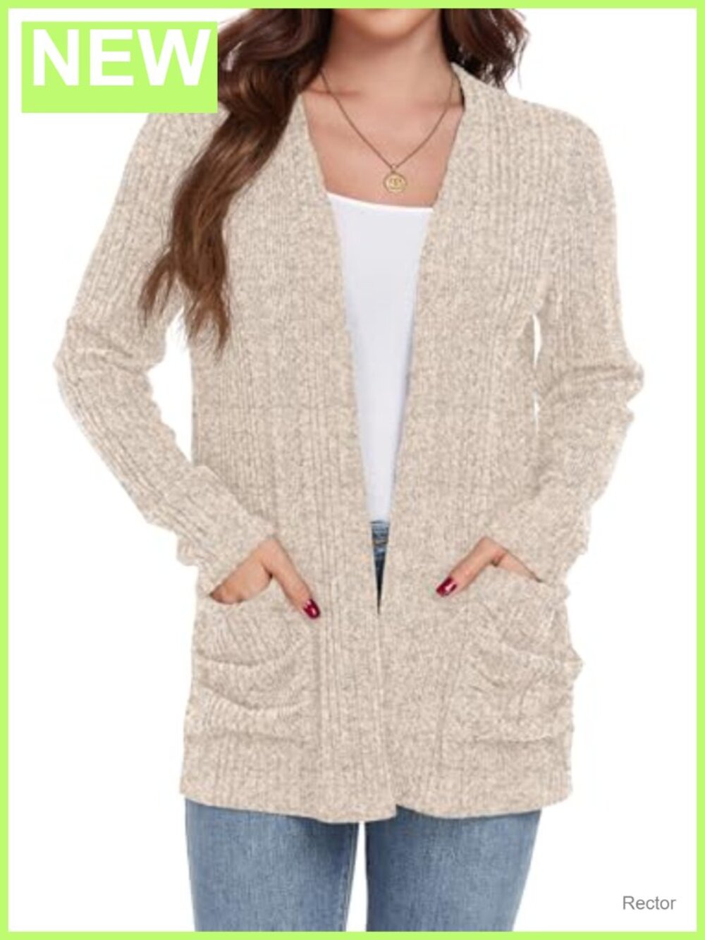 Lightweight Open Front Cardigan Buttonless Sweater with Pockets